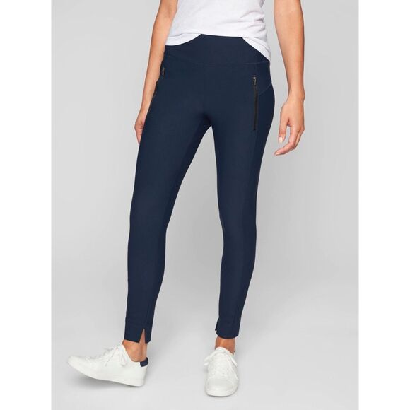 ATHLETA Womens Leggings Small Blue Pull On Zip Pockets Notch Ankle STELLAR - Picture 1 of 11